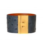 Wide Navy Ostrich Turnlock Bracelet