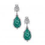 Double Drop Earrings with Green Filigree Stone