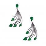 Feathered Green Stone Drop Earrings