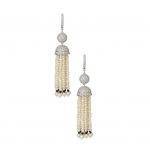 Double Drop Earrings with Pearl Tassel