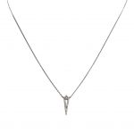 Rhodium Neck Long Diamond Pendant Necklace