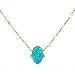 Opal Hamsa Pendant Necklace