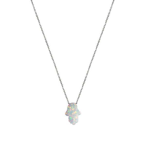 Opal Hamsa Pendant Necklace