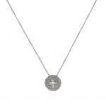 Pave Engraved Cross Necklace
