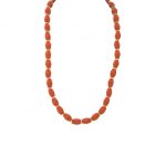 Short Red Kashmiri Oval Bead Necklace