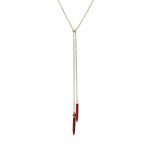 Howlite Red Stone Spike Lariat Necklace