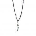 Agate Beaded Necklace with Hematite Horn Pendant