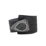 Leather Bracelet with Labrodorite Pendant