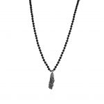Matte Onyx Beaded Necklace with Lava Pendant