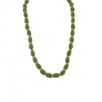 Long Kashmiri Green Oval Bead Necklace