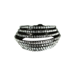 Layered Cubic Zirconia Ring Oxidized  Gold Plated over Sterling Silver