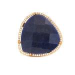 Lapis Stone and Cubic Zirconia Surroundings  Rose Gold Plated
