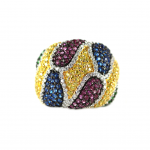 Muitli-Color Swarovski Crystal Dome Ring  Sterling Silver  Size 7