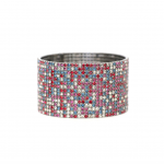 15 Tier Swarovski Crystal Flexible Cuff Bracelet  Oxidized Gold Plated