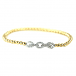 Three Link Cubic Zirconia Bracelet  Yellow Gold Plated with Silver Pendant