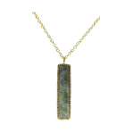 Labradorite Stone with Cubic Zirconia  Yellow Gold Plated