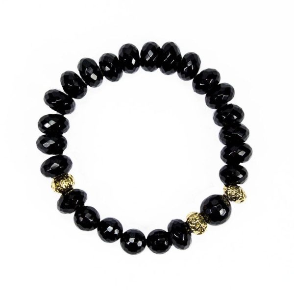 Gold and Black Beaded Bracelet