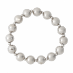Bead Bracelet with Magnetic Clasp  18kt White Gold Plated Bronze