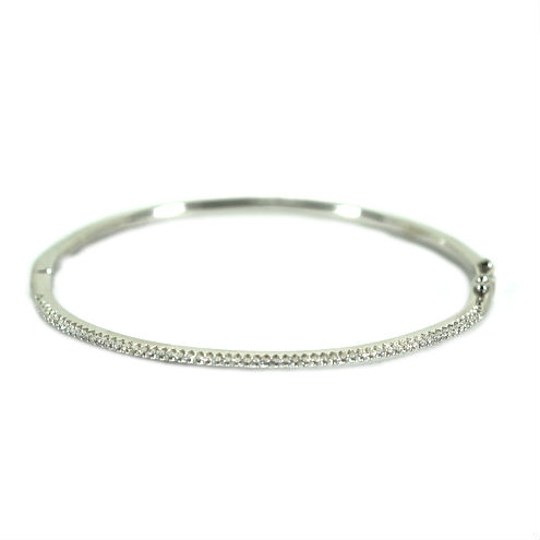 Thin Cubic Zirconia Bracelet  White Gold Plated