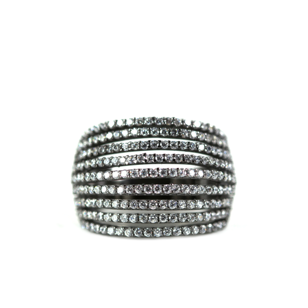 Layered Cubic Zirconia Ring  Oxidized Gold Plated