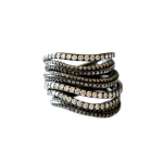 Wavy Cubic Zirconia Layered Ring  Oxidized over Sterling Silver