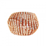 Wavy Dome Cubic Zirconia Ring  Rose Gold Plated