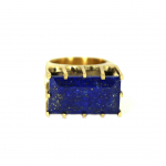 Lapis Semi-Precious Gem Stone Ring  Yellow Gold Plated  Size 7