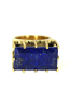 Lapis Semi-Precious Gem Stone Ring  Yellow Gold Plated  Size 7