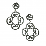 Filigree Drop Swarovski Crystal Pierced Earrings  Oxidized Gold Plated 