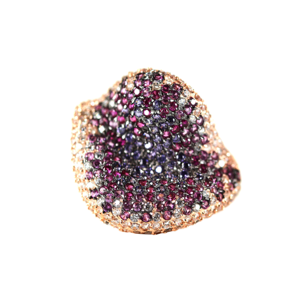 Multi-Color Swarovski Crystal Ring  Rose Gold Plated