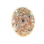 Oval Spotted Cubic Zirconia Ring  Rose Gold Plated