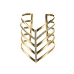 Geometric White Topaz Gemstone Cuff  Yellow Gold Plated