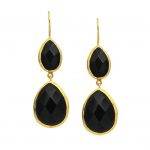 Black Jade Double Teardrop Earrings