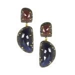 Red and Blue Sapphire Diamond Drop Earrings