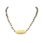 Labradorite Pave Oval Chain Necklace
