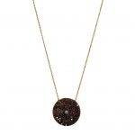 Brown Pave Disc Necklace