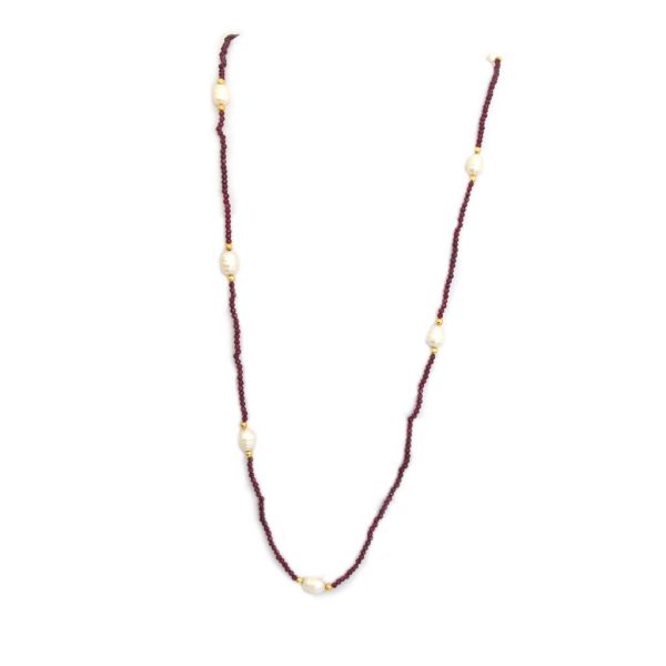 Ruby and Pearl Station Necklace