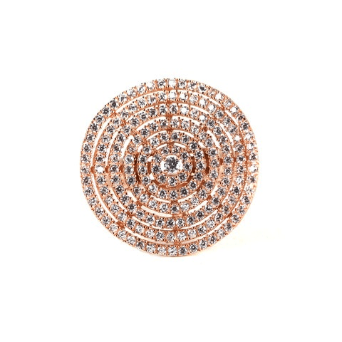 Disc Cubic Zirconia Ring  Rose Gold Plated