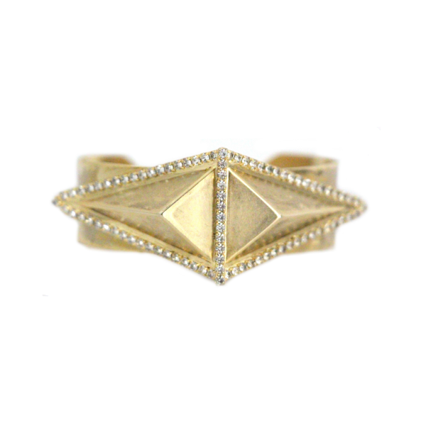 Surrounding Swarovski Crsytals and Raised Triangle Cuff  Matte Gold Plated