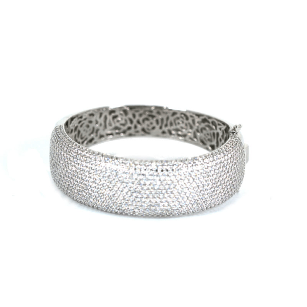 Cubic Zirconia Bangle Bracelet  White Gold Plated over Silver