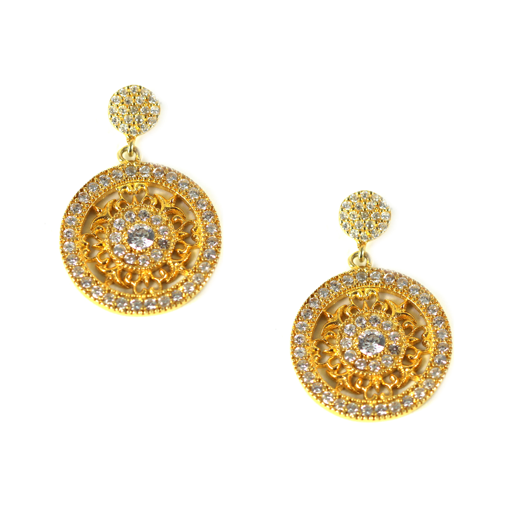 Sun Disc Drop Earrings - Image 1