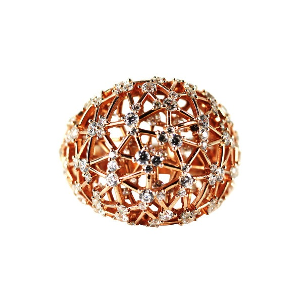 Spider Web with Cubic Zirconia Ring  Rose Gold Plated
