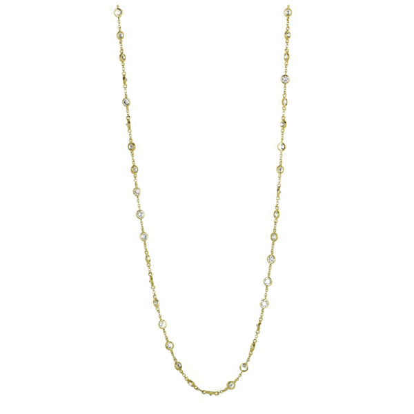 Station Cubic Zirconia by the Yard Necklace  Yellow Gold Plated