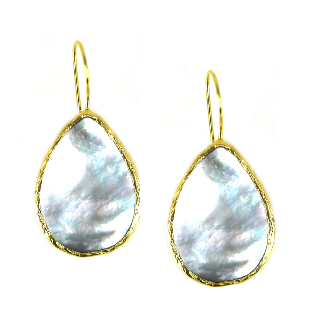 Flat Pearl Teardrop Earrings - Image 1