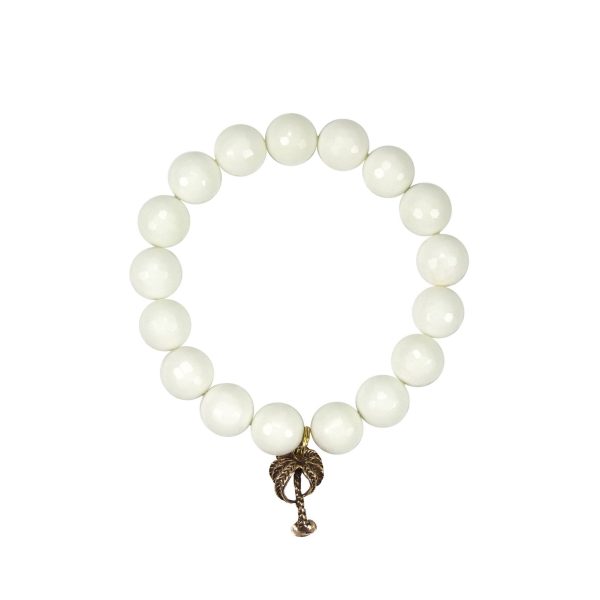 Chalcedony Stretch Bracelet with Palm Tree Pendant