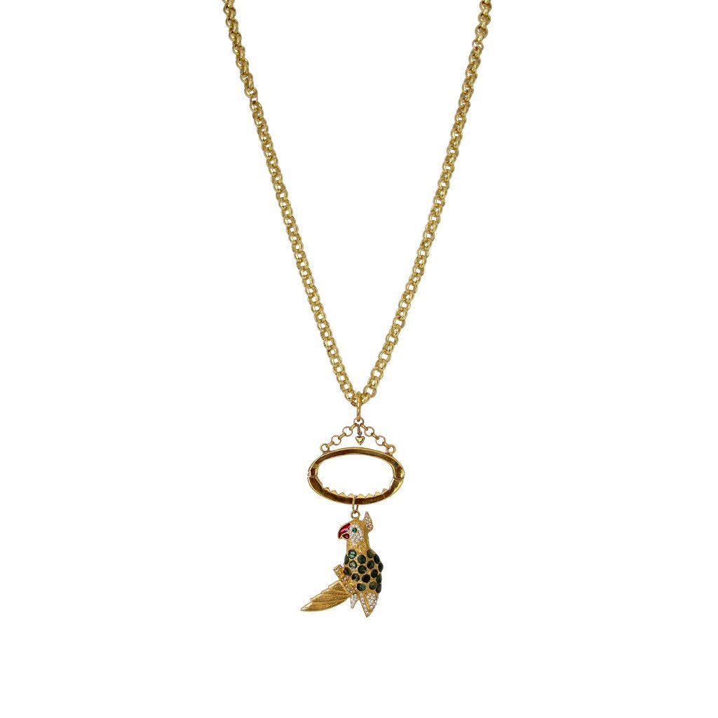 Long Chain Necklace with Parrot Pendant - Image 1