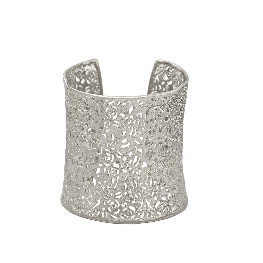 Rhodium Filigree Cuff Bracelet - Image 1
