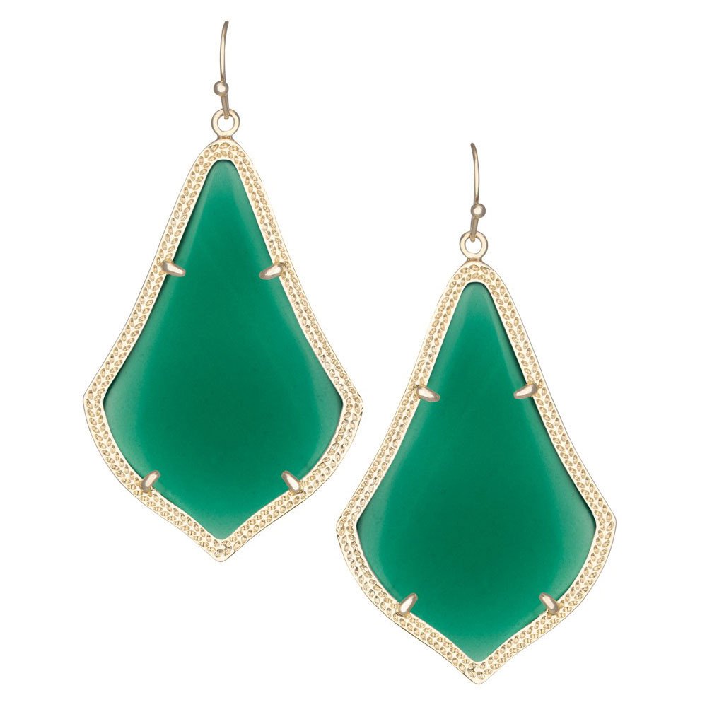 Green Translucent Glass Drop Earrings - Image 1