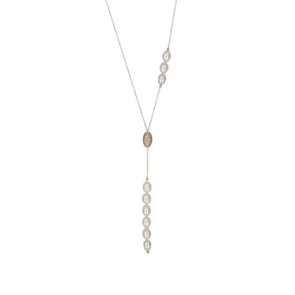 Long Drop Necklace White Mother Pearls - Image 1