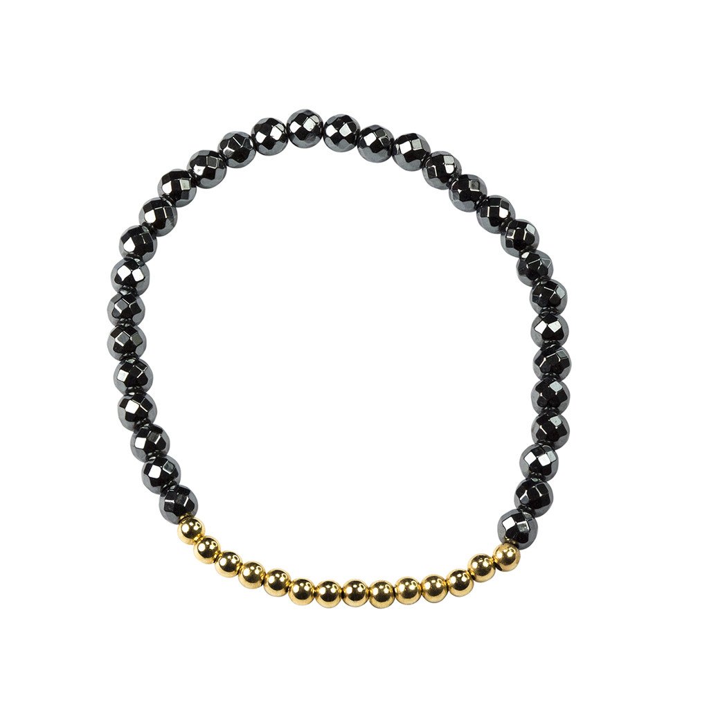 Hematite Stretch Beaded Bracelet - Image 1
